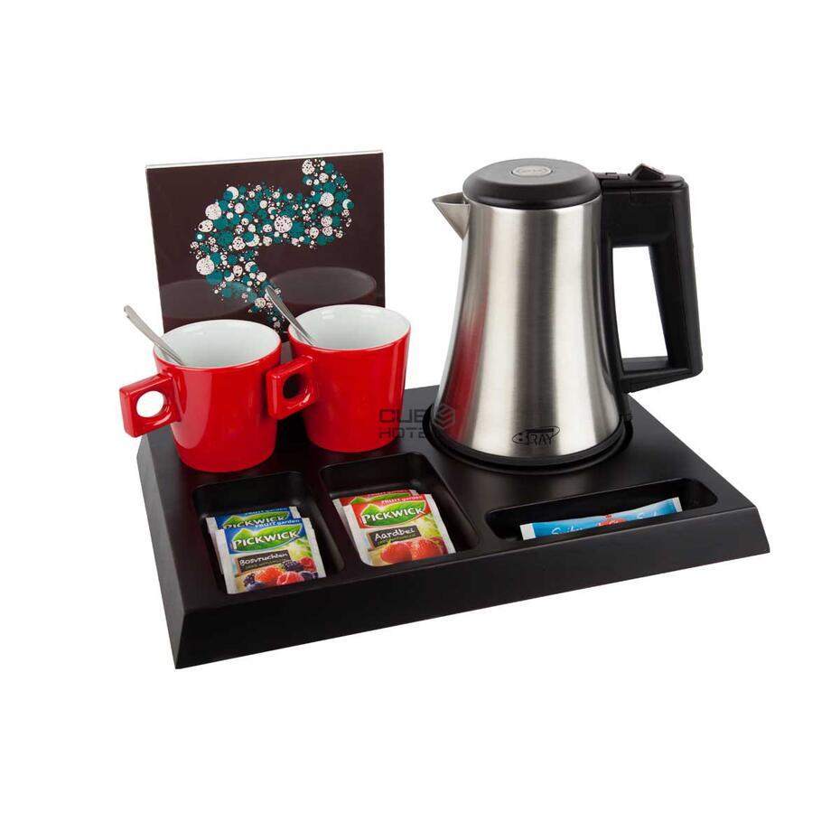 Wood Black Tray Signum With Star Kettle